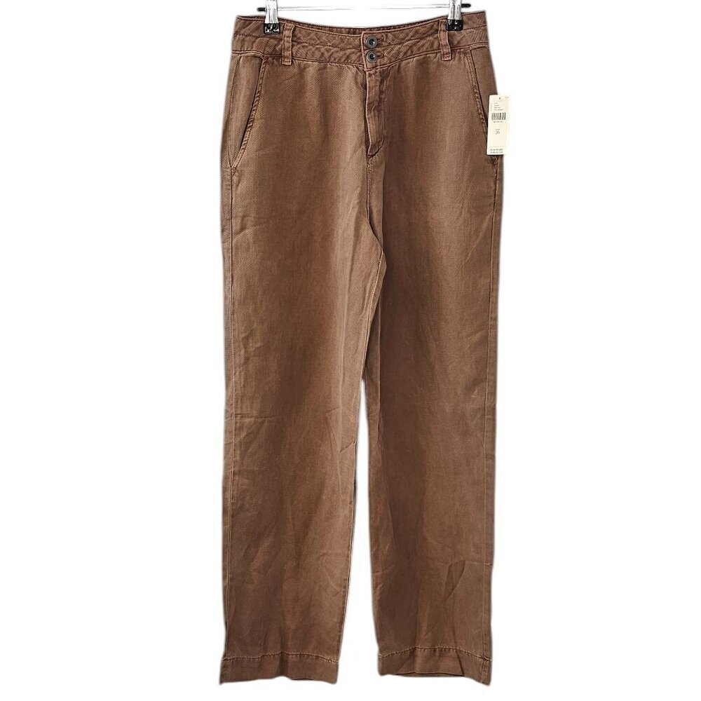 Anthropologie Cloth & Stone Linen Blend Clean-Hem High-Waist Wide-Leg Pants, 26